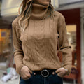 Elowen | Women’s Slim Fit Turtleneck Cable Knit Sweater