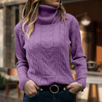 Elowen | Women’s Slim Fit Turtleneck Cable Knit Sweater