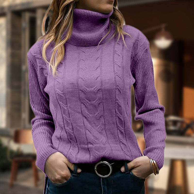 Elowen | Women’s Slim Fit Turtleneck Cable Knit Sweater