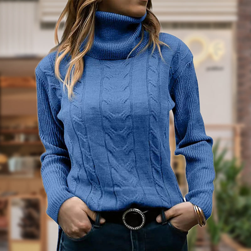 Elowen | Women’s Slim Fit Turtleneck Cable Knit Sweater