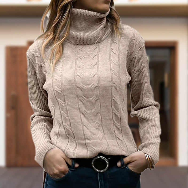 Elowen | Women’s Slim Fit Turtleneck Cable Knit Sweater