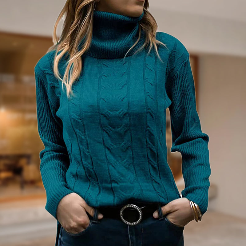 Elowen | Women’s Slim Fit Turtleneck Cable Knit Sweater