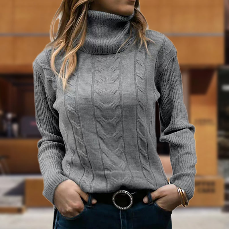 Elowen | Women’s Slim Fit Turtleneck Cable Knit Sweater