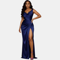 Elowen | Women's High-Slit Mermaid Satin Cowl Neck Homecoming Dress