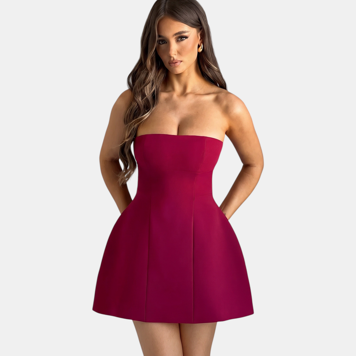 Odessa | Women's Fitted Bandeau A-Line Strapless Mini Homecoming Dress