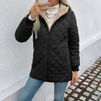 Thaïs | Women's Diamond Quilted Puffer Jacket with Plush Lined Hood