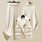 Gracie | Women’s Mock Neck Sweater and Pants Set with Puffer Vest