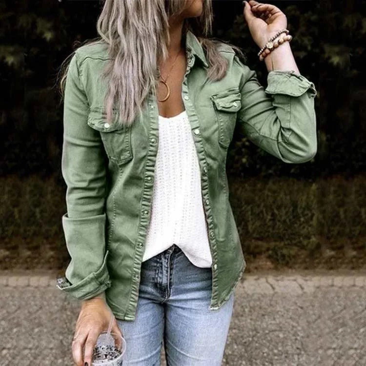 Marlow | Women's Fitted Denim Shirt Jacket with Chest Pockets