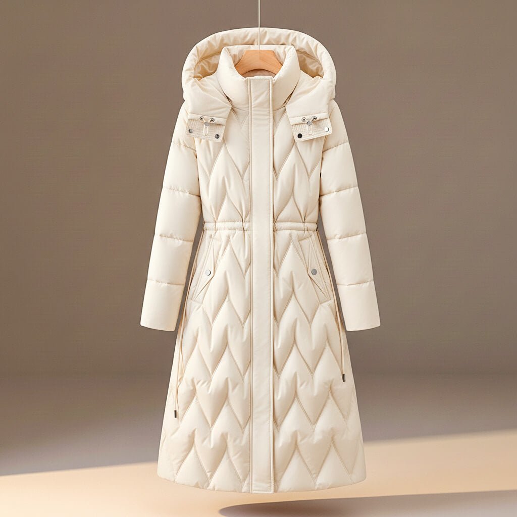 Marguerite | Women's Quilted Hooded Coat with Drawstring Waist