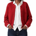 Marisol | Women's Cropped Cotton Knit Button Cardigan with Chest Pocket