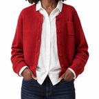 Marisol | Women's Cropped Cotton Knit Button Cardigan with Chest Pocket