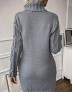 Vivian | Women’s Cable Knit Turtleneck Sweater Dress