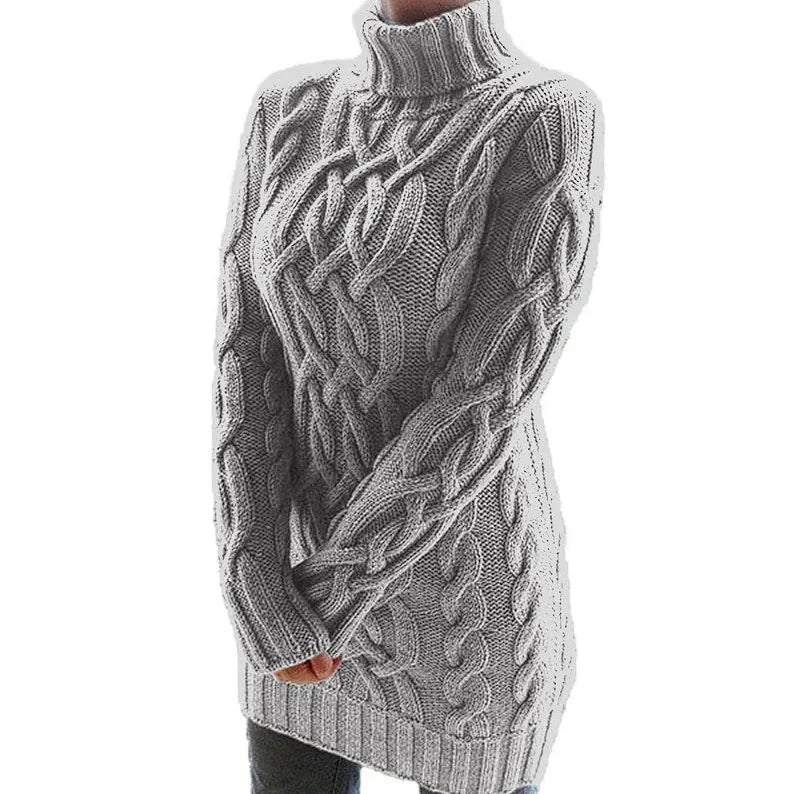 Vivian | Women’s Cable Knit Turtleneck Sweater Dress
