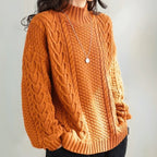 Brigitta | Women’s Mock Neck Chunky Cable Knit Sweater