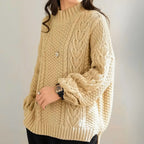 Brigitta | Women’s Mock Neck Chunky Cable Knit Sweater