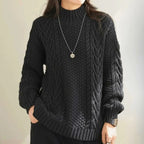 Brigitta | Women’s Mock Neck Chunky Cable Knit Sweater
