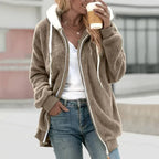 Isolde | Women’s Sherpa Fleece Zip Up Hooded Jacket