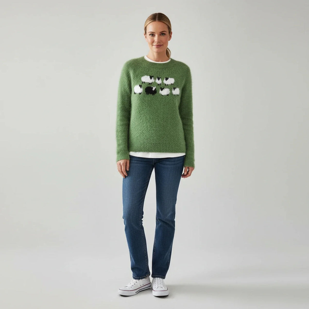 Wren | Women's Black Sheep Graphic Knit Pullover Sweater
