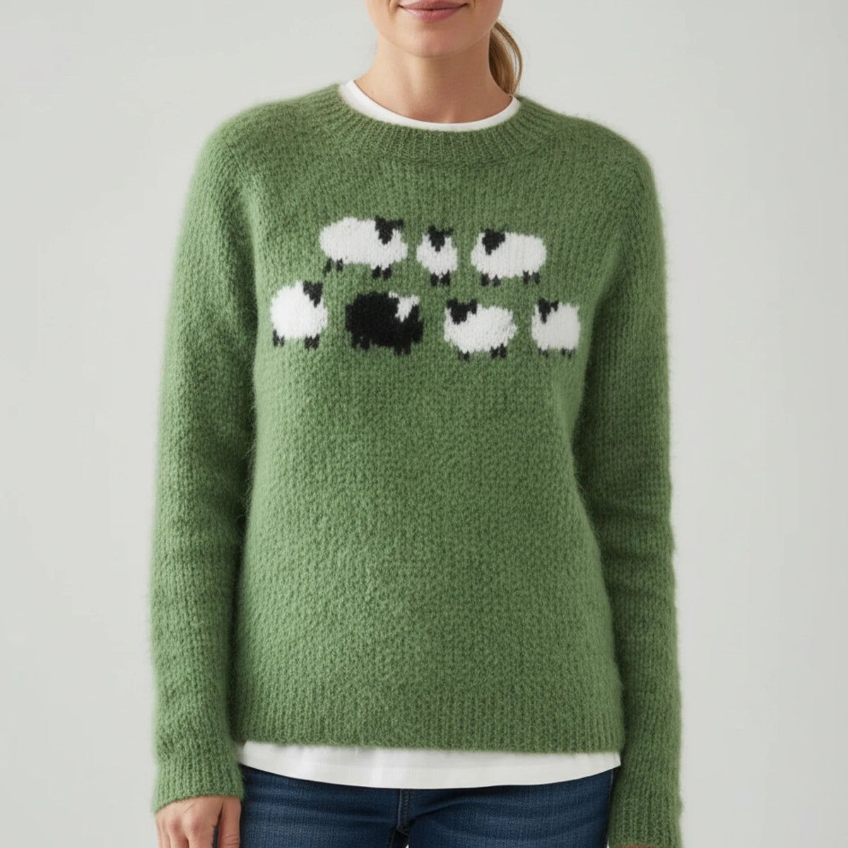 Wren | Women's Black Sheep Graphic Knit Pullover Sweater