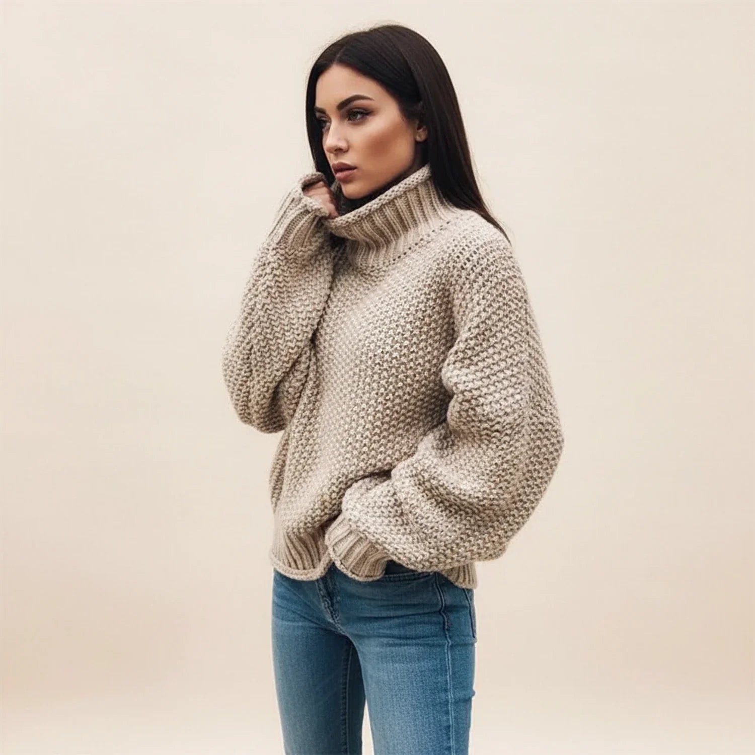 Marisette | Women's Chunky Knit Turtleneck Sweater