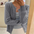 Priya | Women's Cropped Cashmere Cardigan with Crew Neck