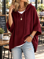 Imogen | Women's Oversized Poncho Hoodie Sweater with Batwing Sleeves