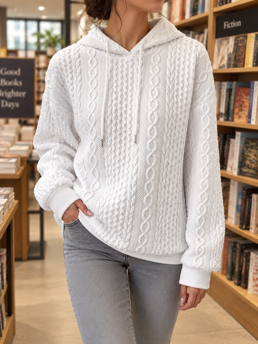Marina | Women's Hooded Textured Cable Knit Sweater