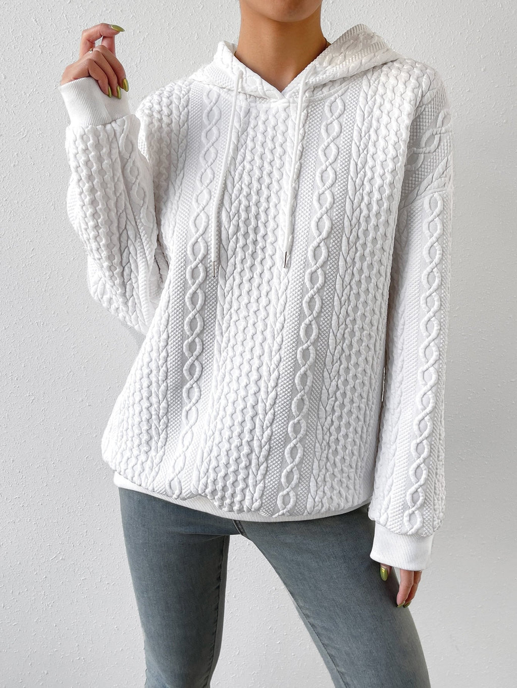 Marina | Women's Hooded Textured Cable Knit Sweater
