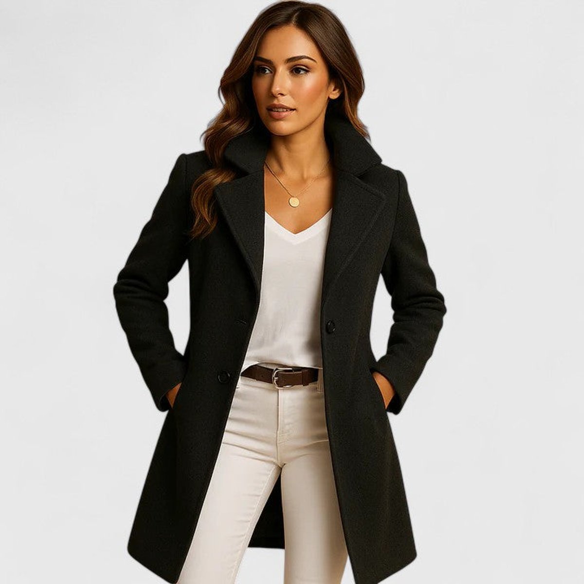 Wren | Women's Notch Lapel Coat with a Long, Button-Front Silhouette