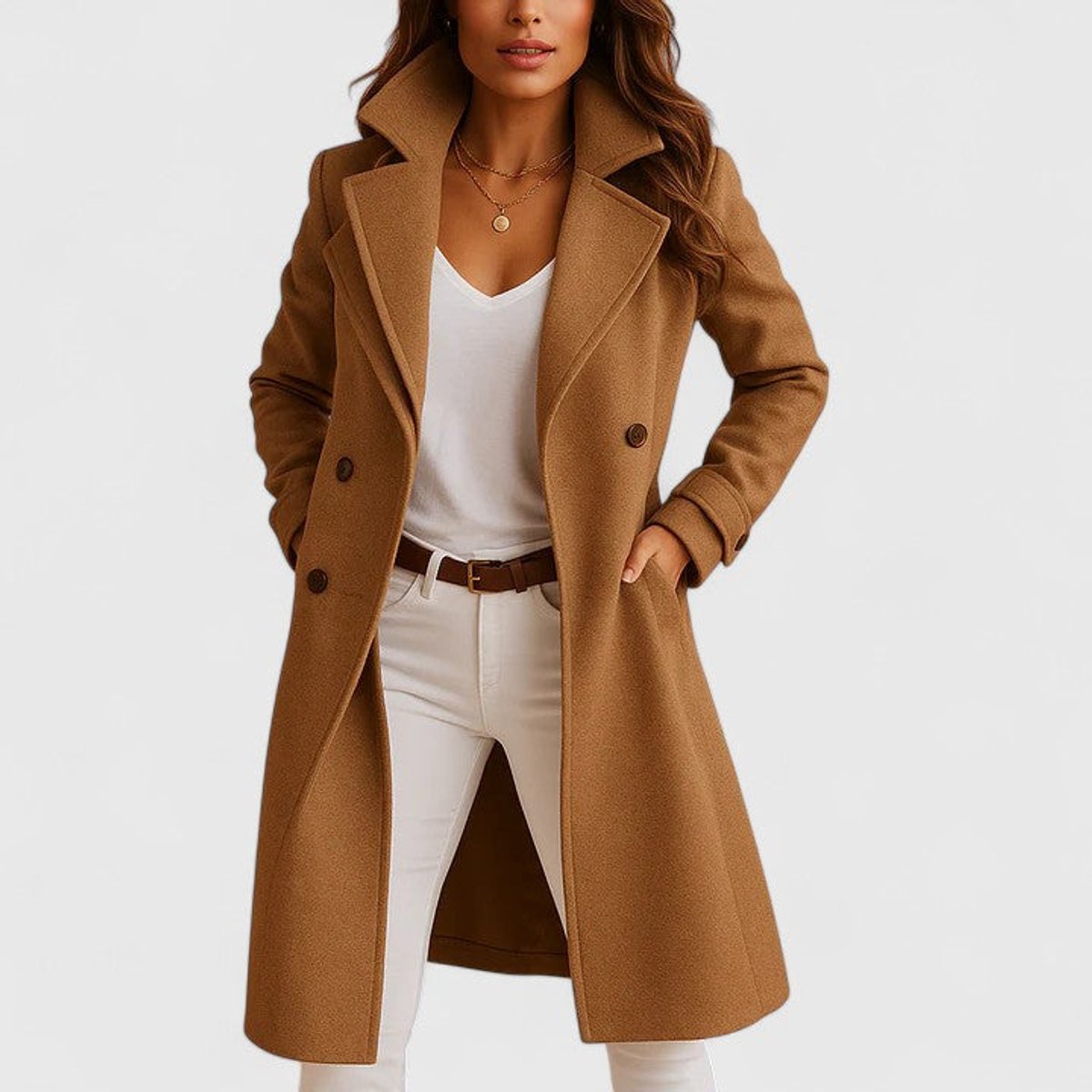 Wren | Women's Notch Lapel Coat with a Long, Button-Front Silhouette