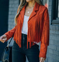 Odalys | Women's Cropped Suede-Look Fringe Jacket