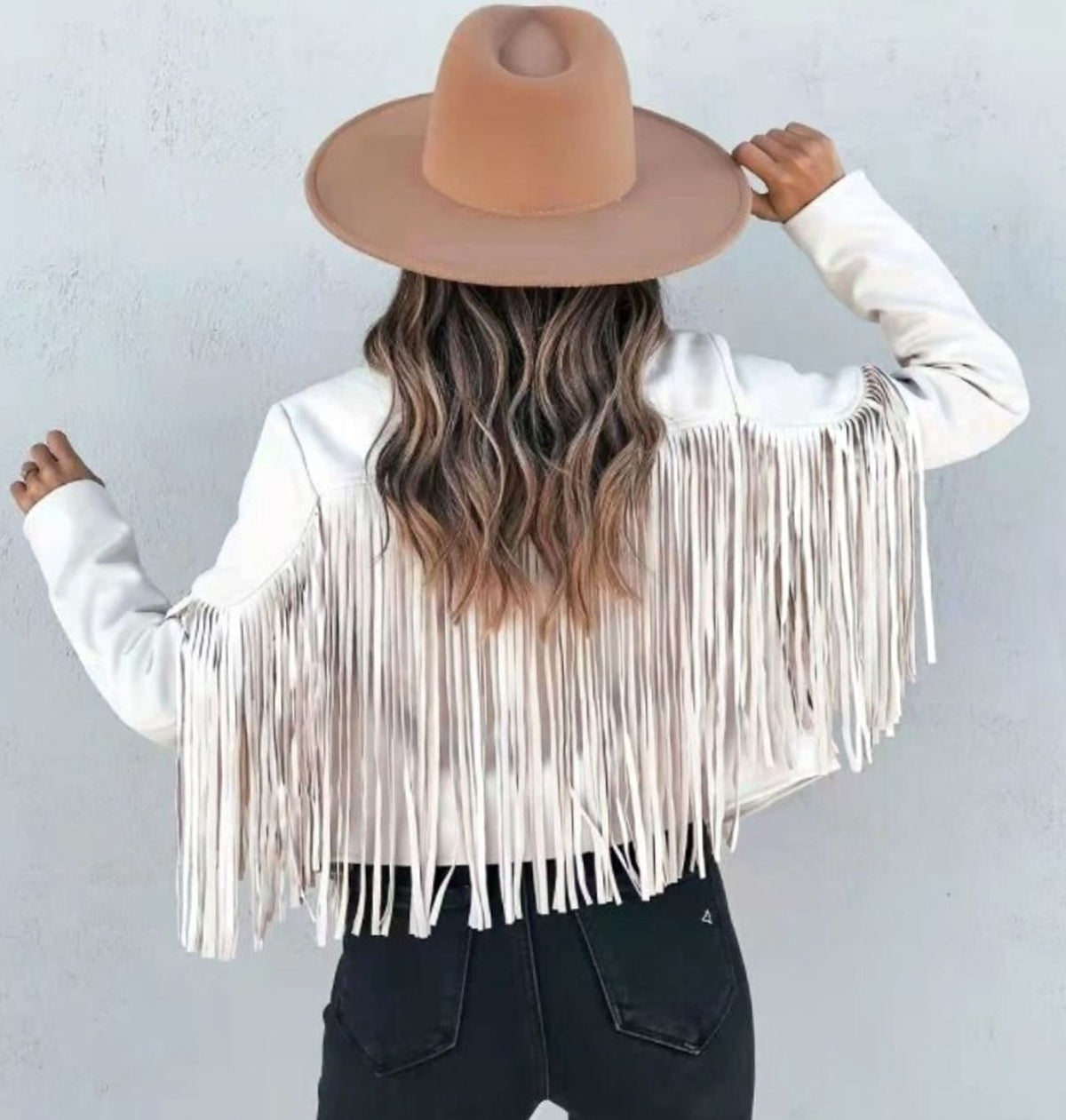 Odalys | Women's Cropped Suede-Look Fringe Jacket