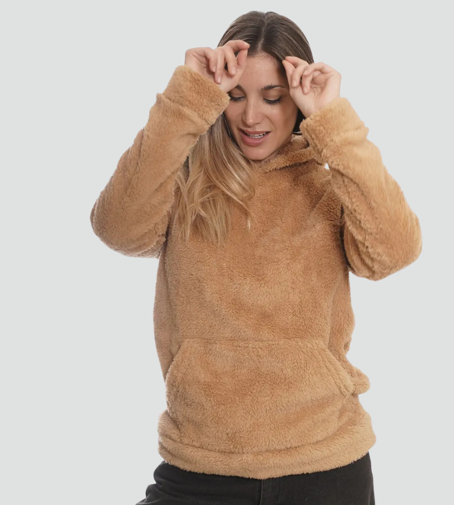 Amara | Women's Fuzzy Fleece Pullover Hoodie with Kangaroo Pocket
