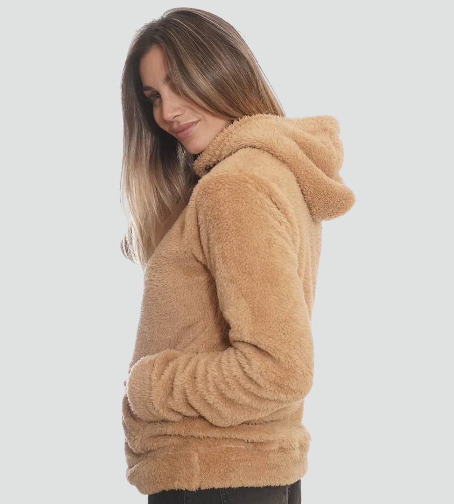 Amara | Women's Fuzzy Fleece Pullover Hoodie with Kangaroo Pocket