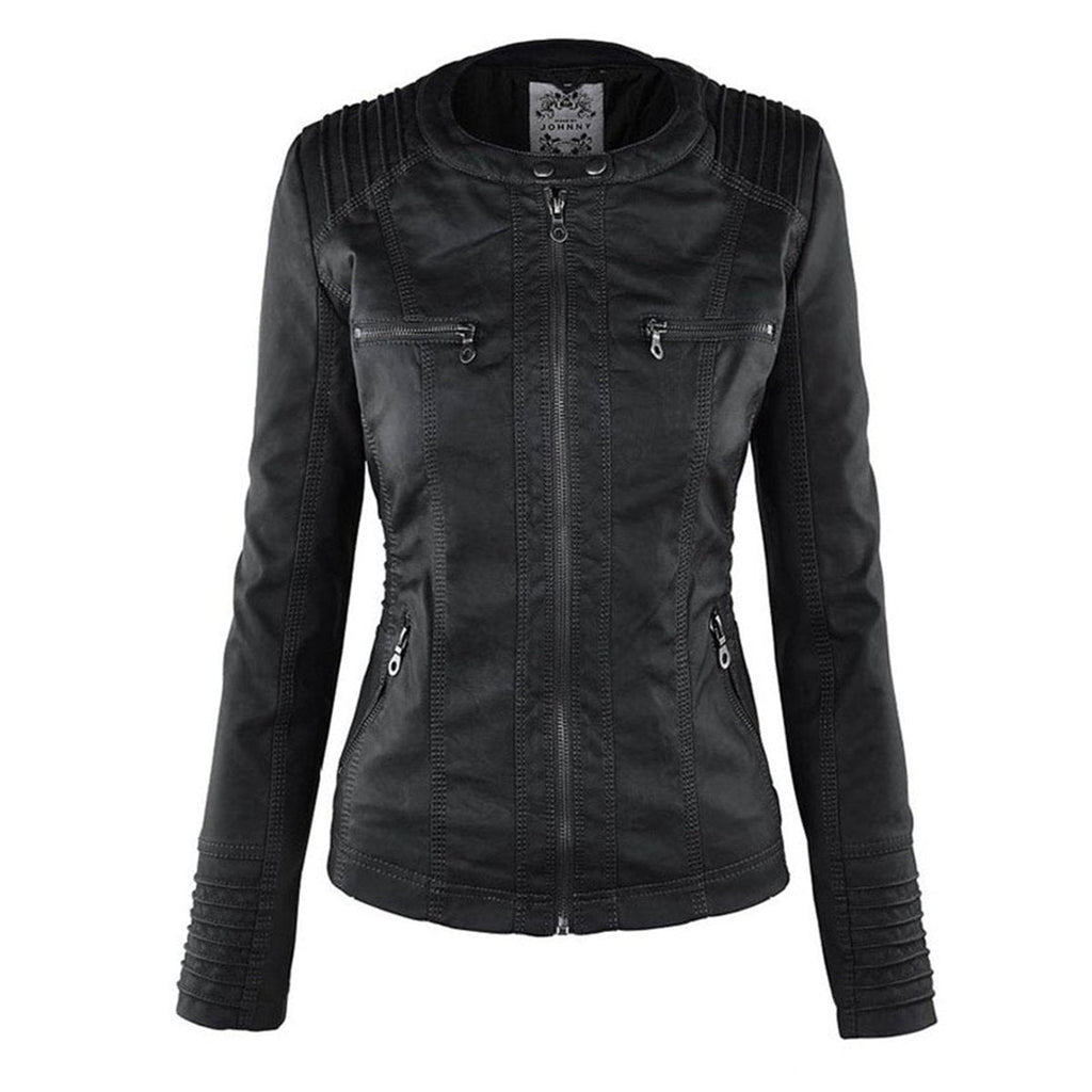 Adelina | Women's Zip-Front Faux Leather Jacket