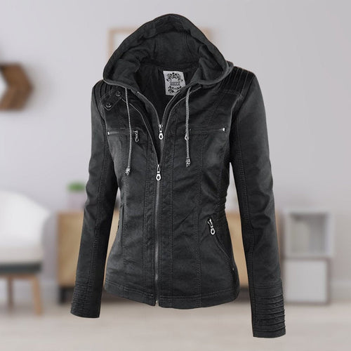 Adelina | Women's Zip-Front Faux Leather Jacket