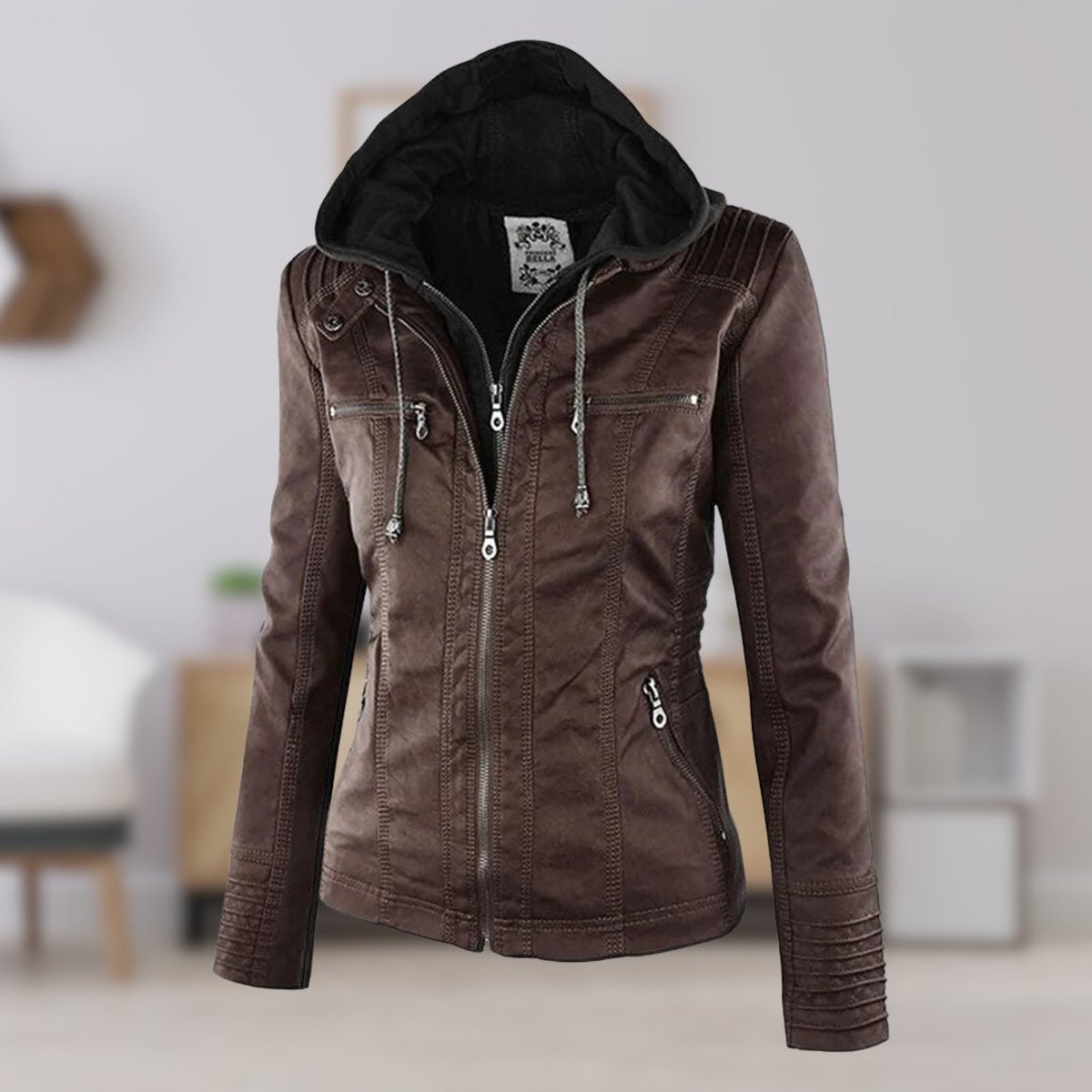 Adelina | Women's Zip-Front Faux Leather Jacket