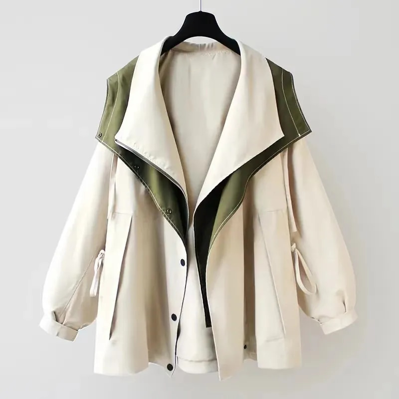 Marguerite | Women's Oversized Windbreaker Utility Jacket with Wide Collar