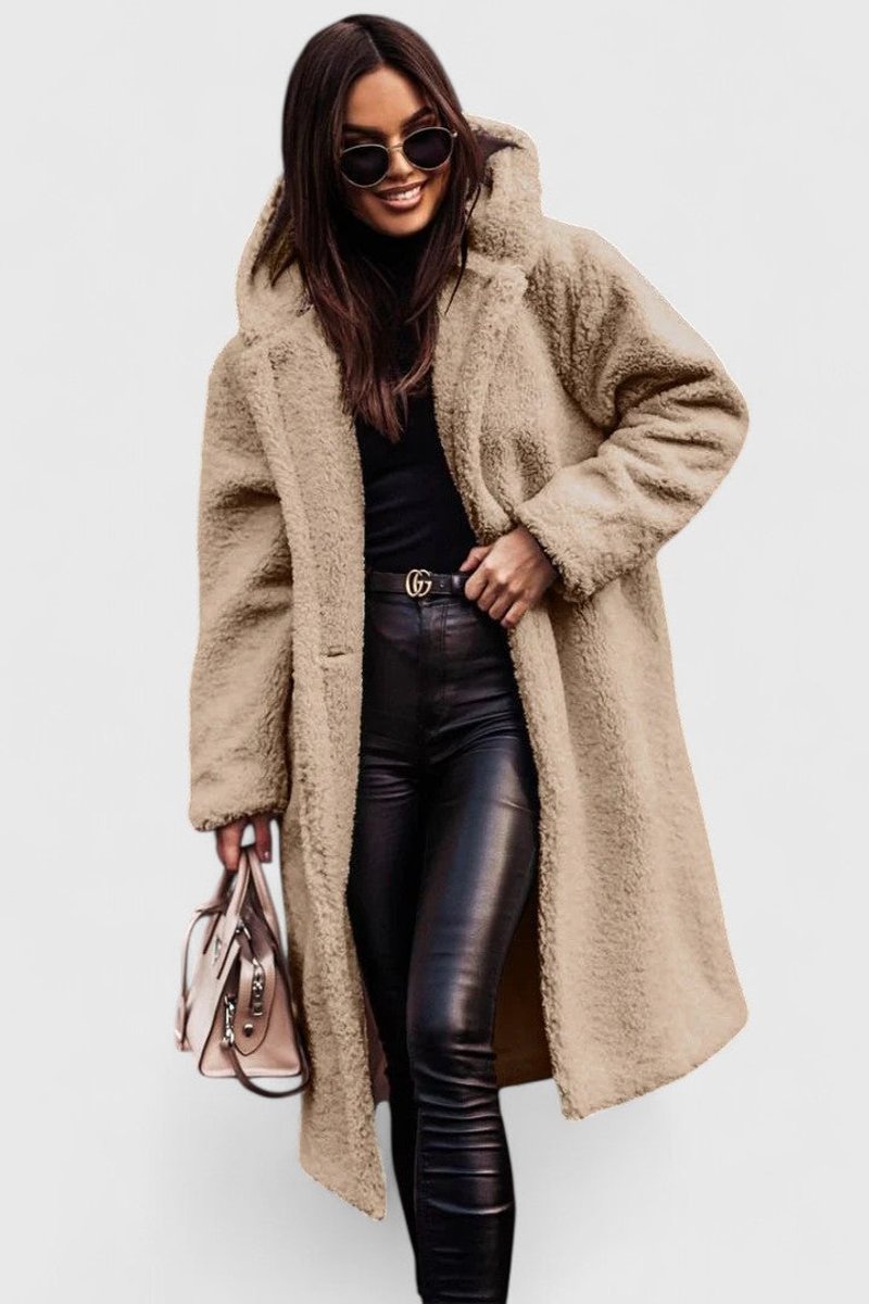 Marisela | Women's Longline Teddy Coat with Hood