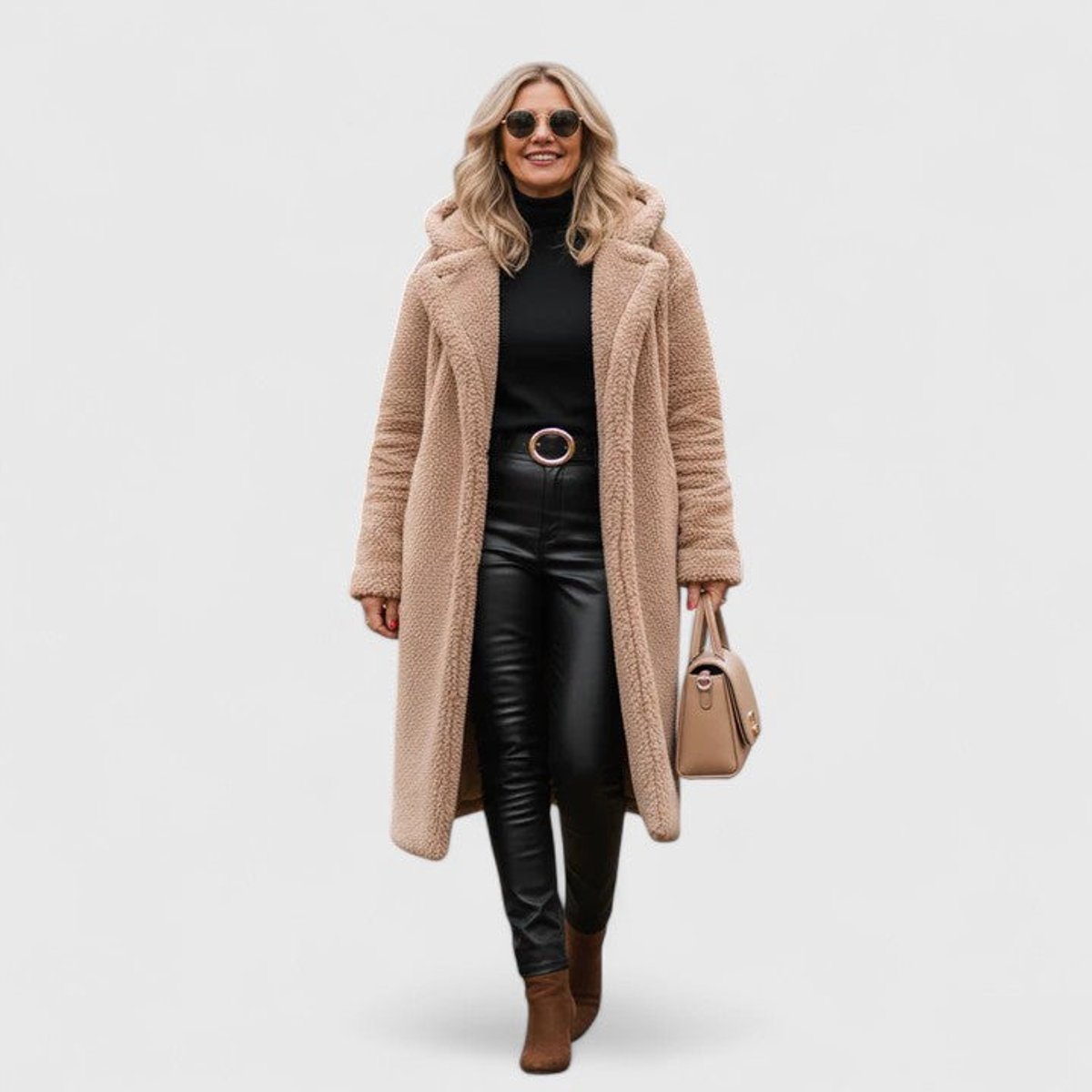 Marisela | Women's Longline Teddy Coat with Hood