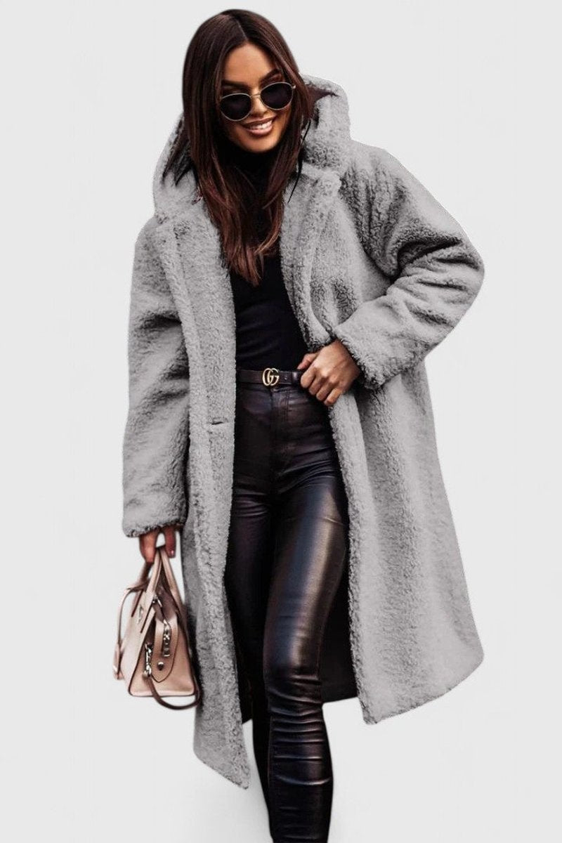 Marisela | Women's Longline Teddy Coat with Hood