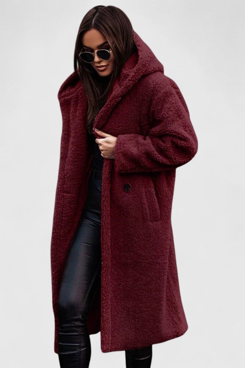 Marisela | Women's Longline Teddy Coat with Hood