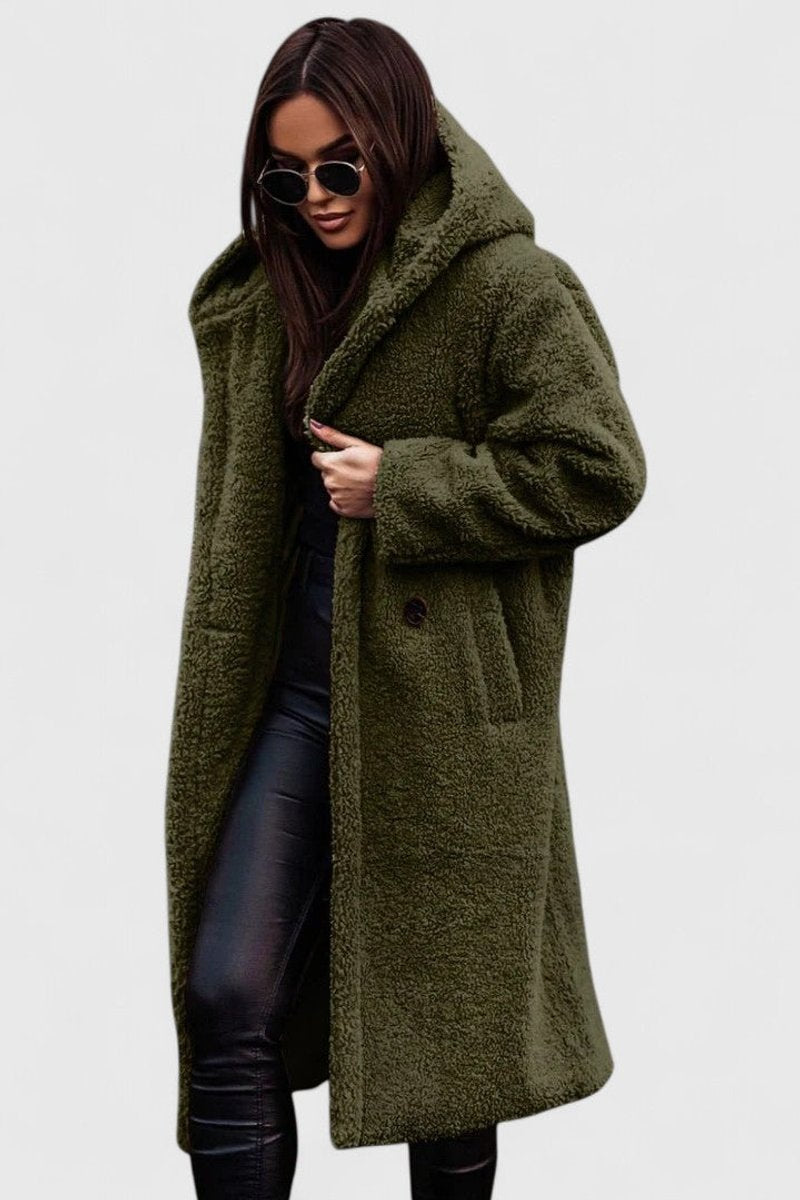 Marisela | Women's Longline Teddy Coat with Hood