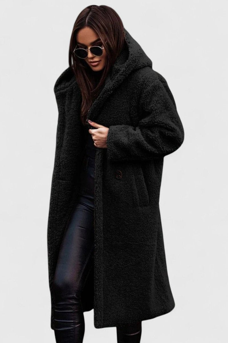 Marisela | Women's Longline Teddy Coat with Hood