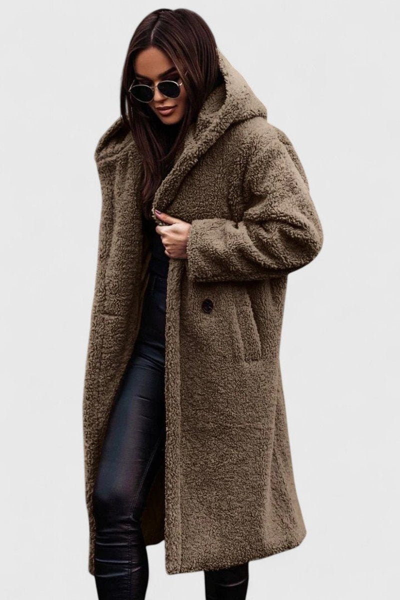 Marisela | Women's Longline Teddy Coat with Hood