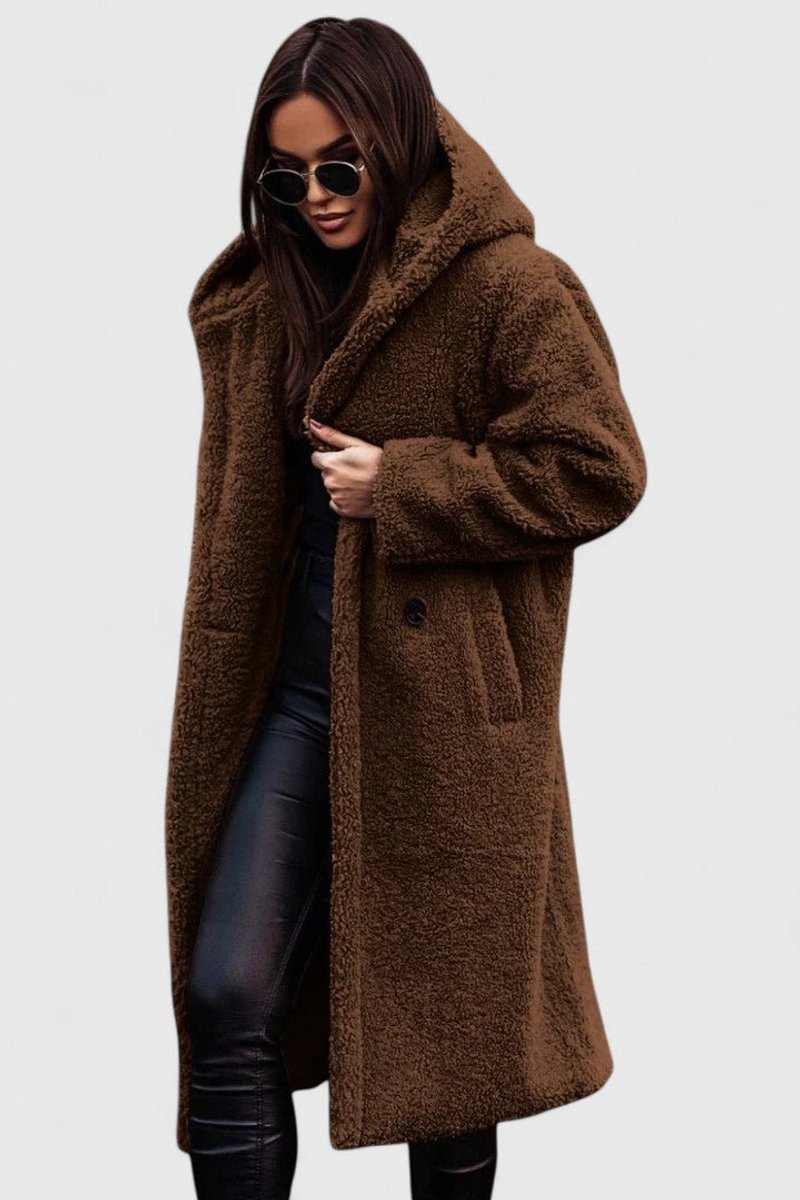 Marisela | Women's Longline Teddy Coat with Hood