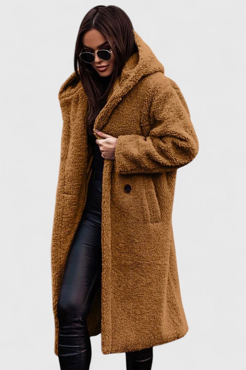 Marisela | Women's Longline Teddy Coat with Hood