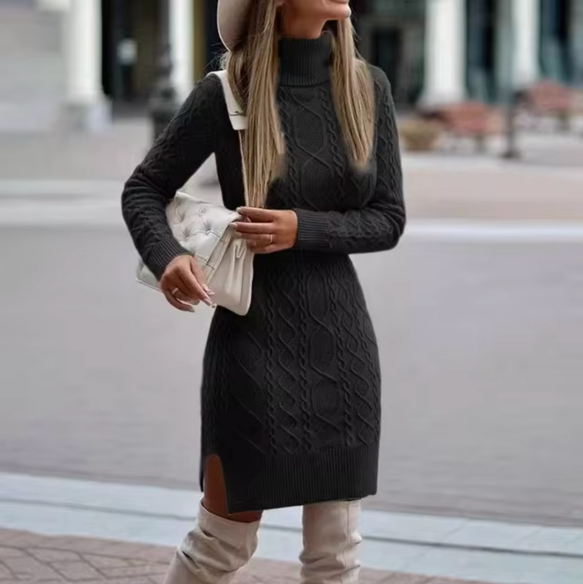 Juliet | Women’s Short Cable Knit Sweater Dress