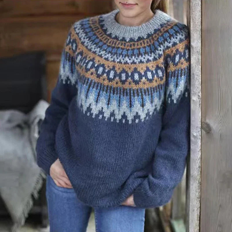 Aurelia | Women's Nordic Fair Isle Crew Neck Sweater