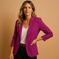 Open Front Notch Lapel Single Button Fitted Blazer